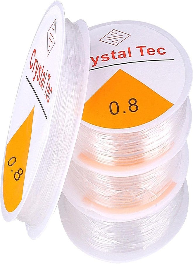 Eksha Clear Elastic Cord for Jewelry Making 0.8mm - Stretchy Nylon Beading Thread for Bracelets, Necklaces, Seed Beads, DIY Crafts | Crystal Stretch String On Spool (Pack of 4) - Image 1